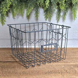 Gray Metal Wire Storage Basket Desk Organizer Primitive Farmhouse Decor